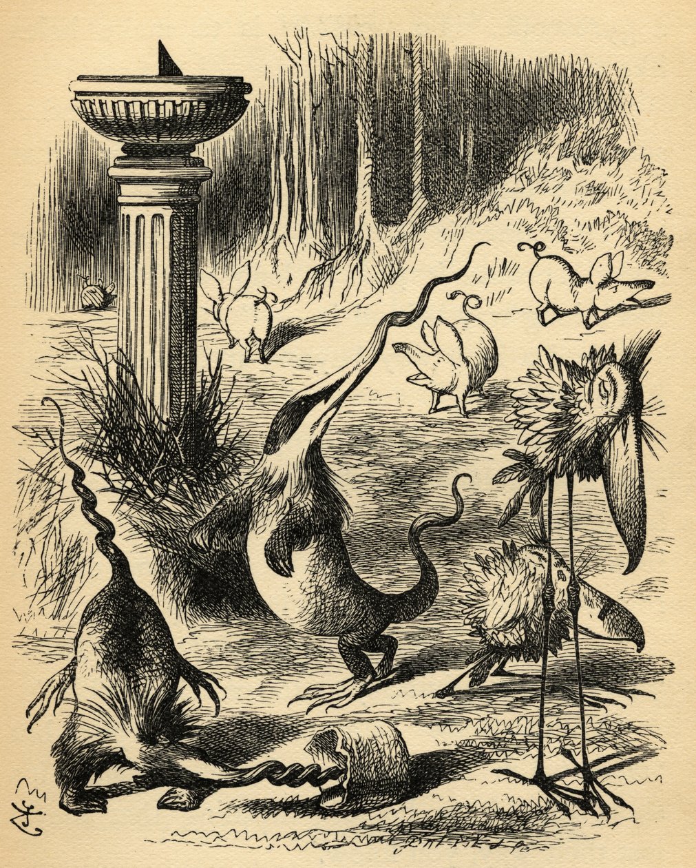 De Slithy Toves. Illustratie door Sir John Tenniel door John Tenniel