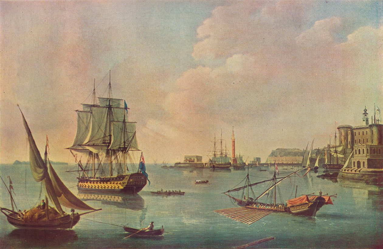Engelse Oorlogsschepen in de Haven van Malta, ca. 1805 door John Thomas Serres