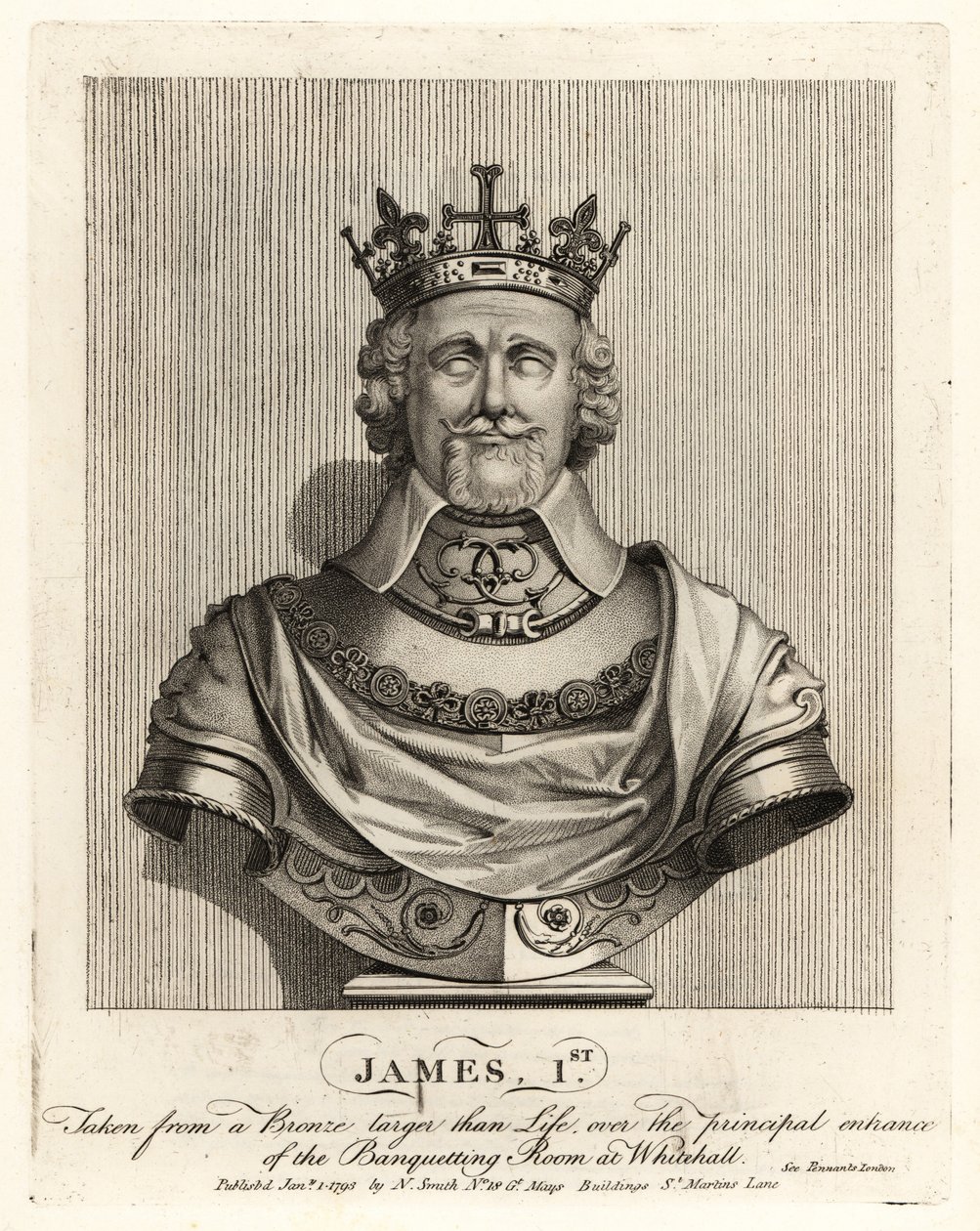 Koning James I van Engeland door John Thomas Smith