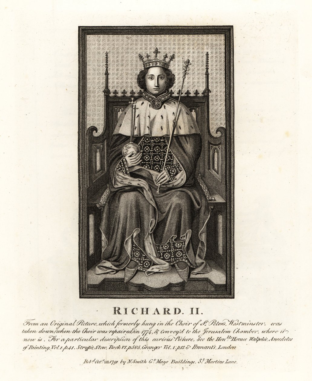 Koning Richard II van Engeland, van een origineel schilderij in het koor van St Peter