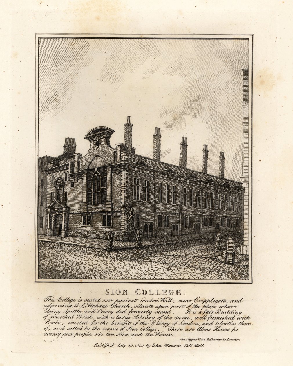 Sion College, bij London Wall, nabij Cripplegate door John Thomas Smith
