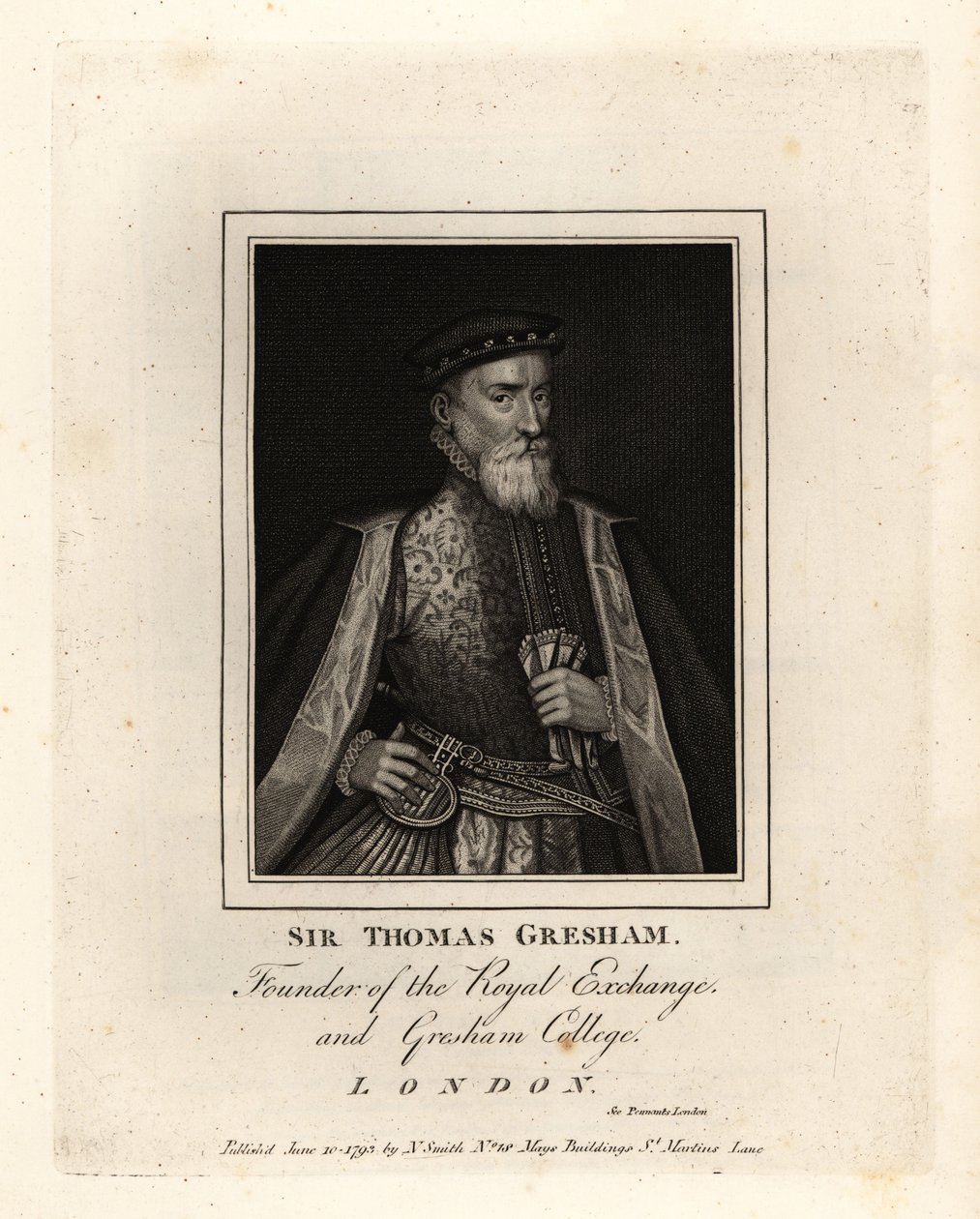 Sir Thomas Gresham, Engelse koopman en financier, oprichter van de Royal Exchange en Gresham College door John Thomas Smith