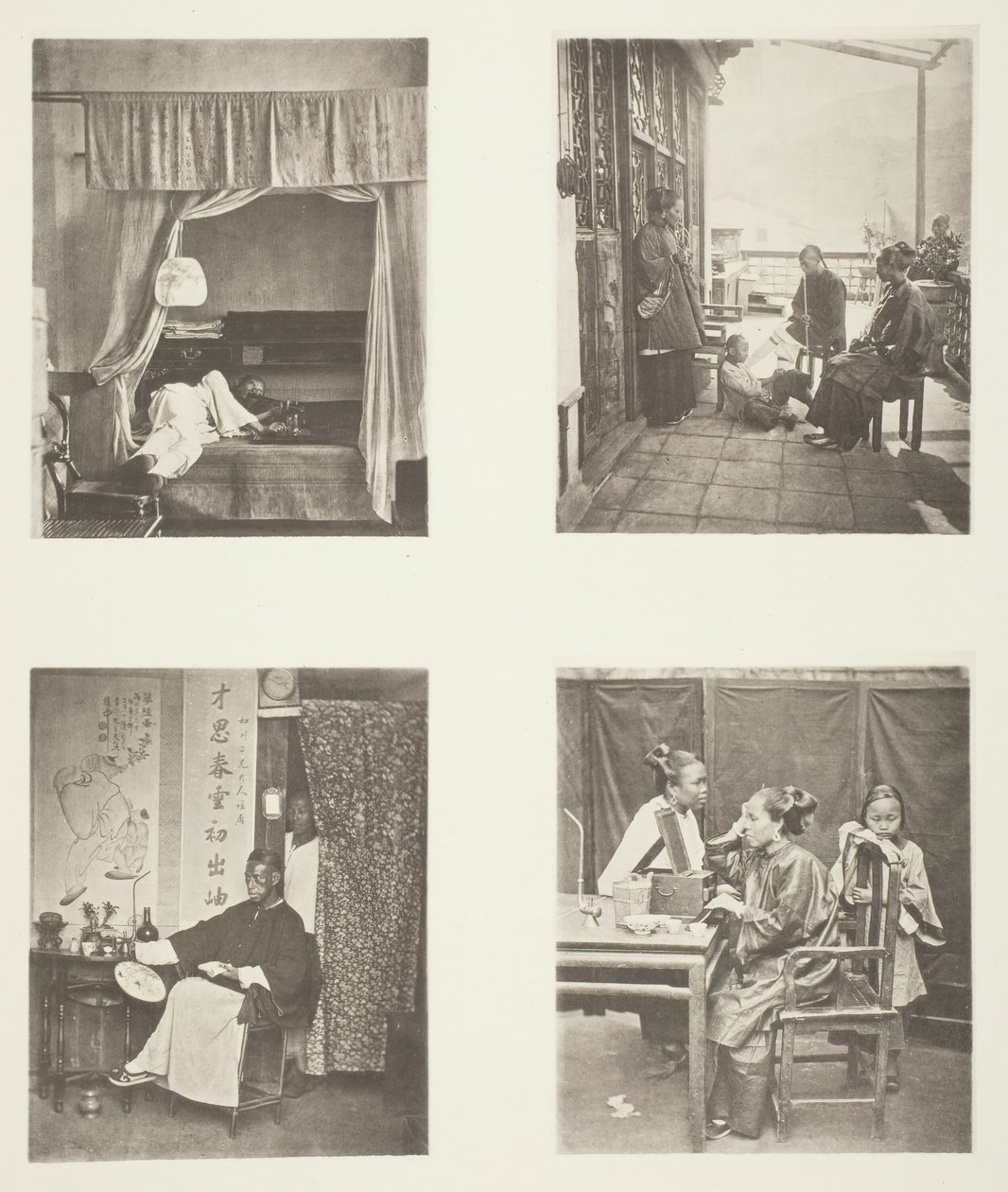 Een vleugje van de opiumpijp thuis, na het diner, lezen voor eer, de toilet, ca. 1868 door John Thomson