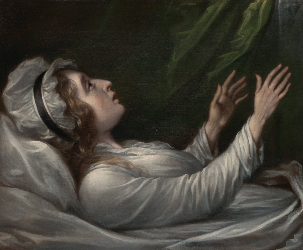Sarah Trumbull op haar sterfbed door John Trumbull