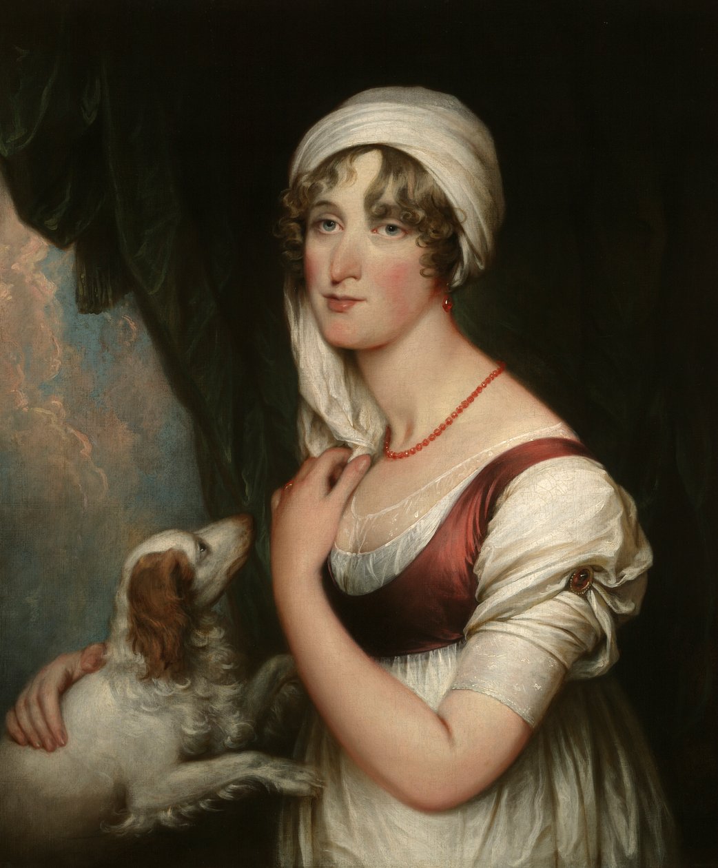 Sarah Trumbull met een Spaniël door John Trumbull