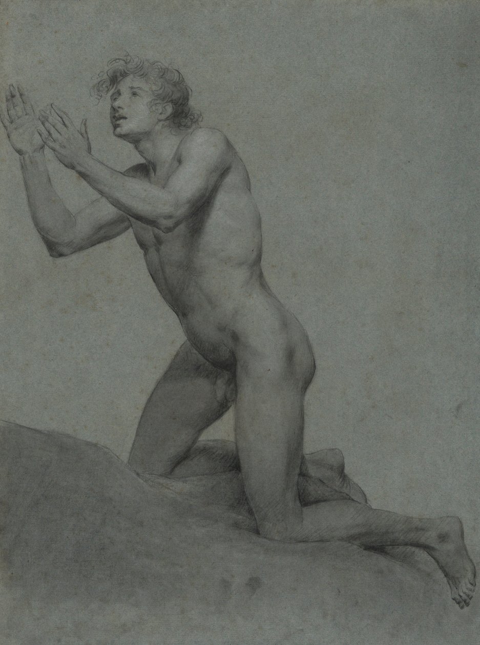 Schets van een mannelijk naakt - levensstudie door John Trumbull