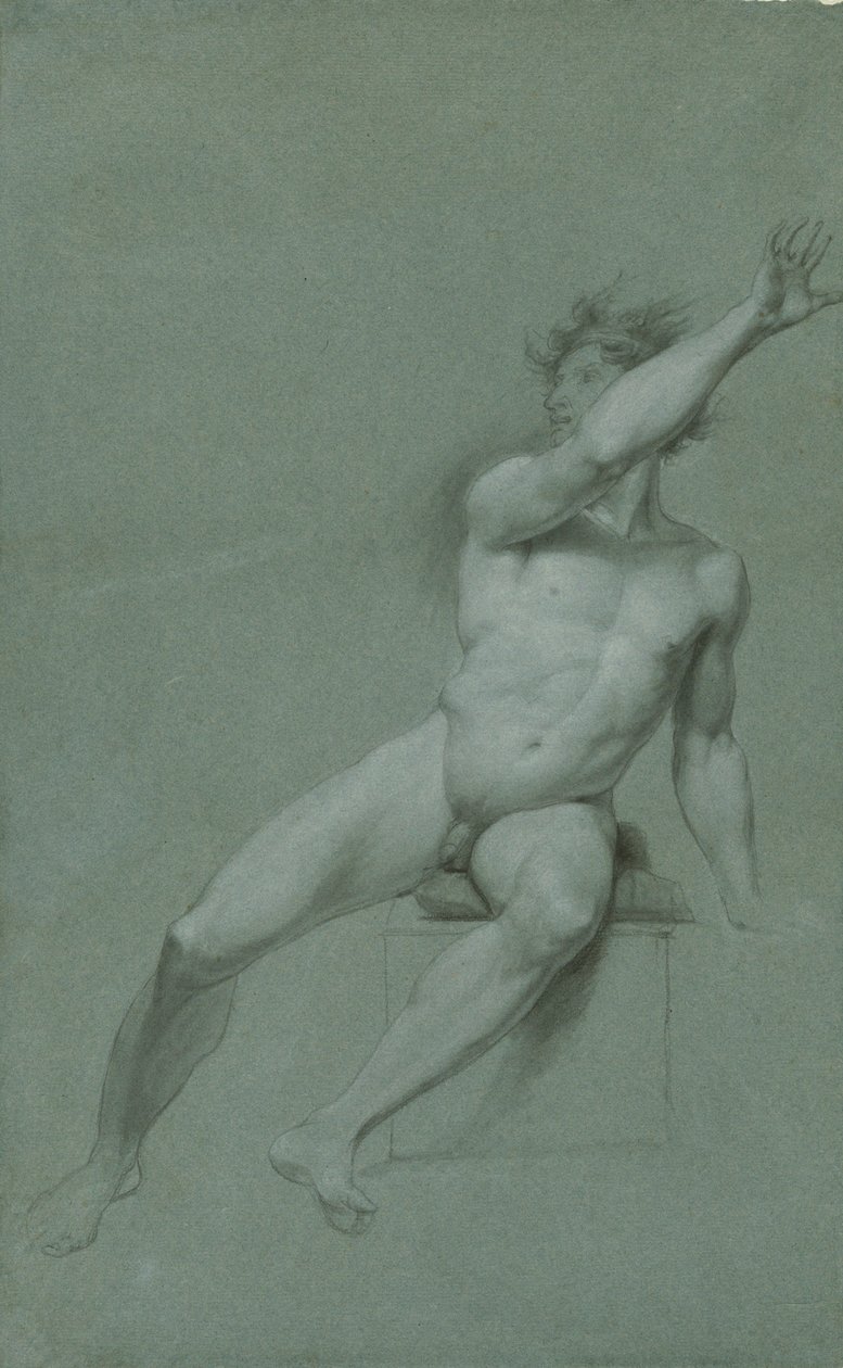 Schets van een mannelijk naakt - levensstudie door John Trumbull