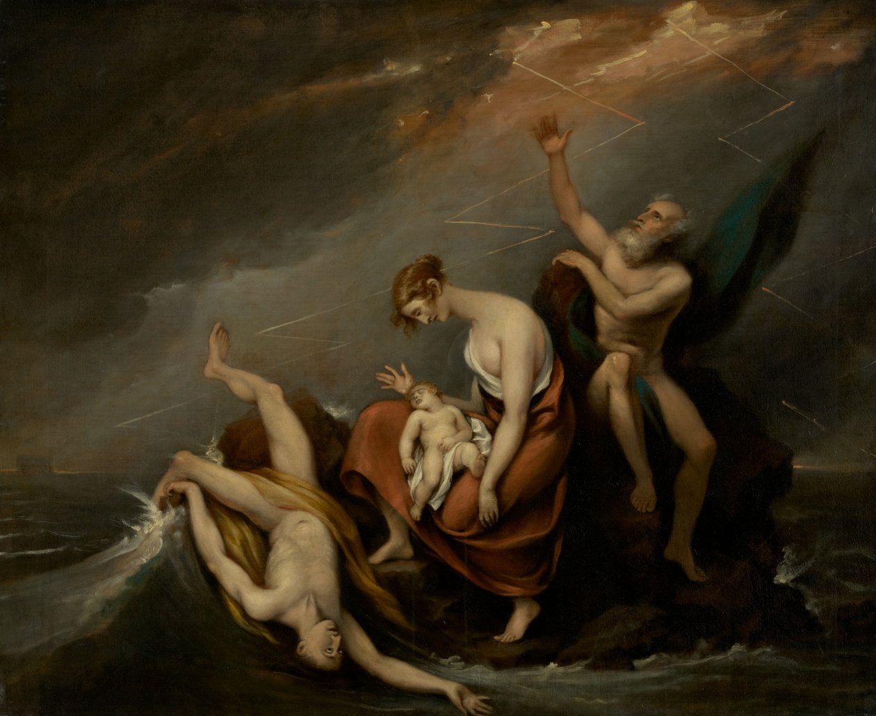 Het laatste gezin dat omkwam in de zondvloed (Genesis 7:4-24) door John Trumbull