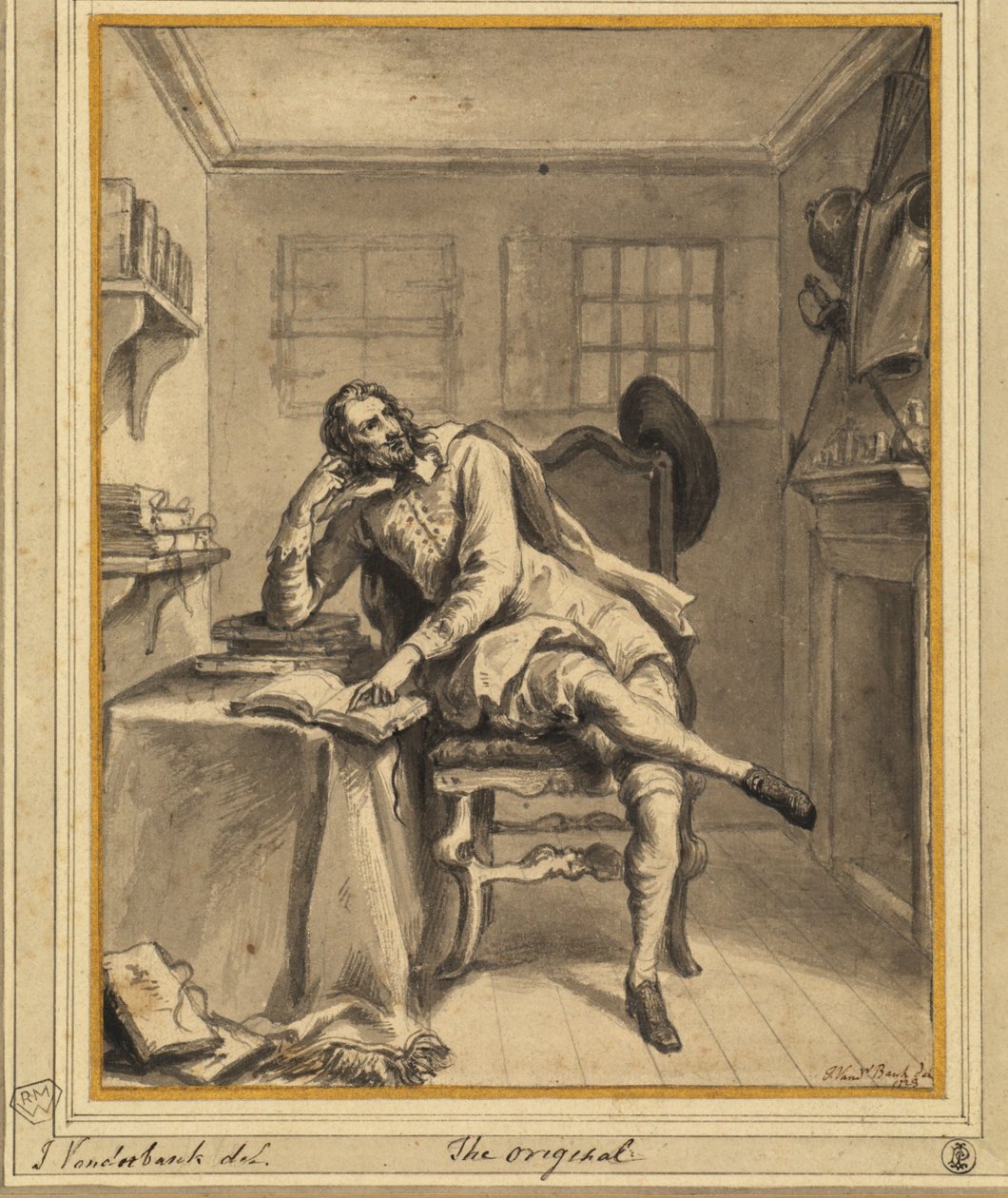 Don Quichot in zijn studeerkamer door John Vanderbanck