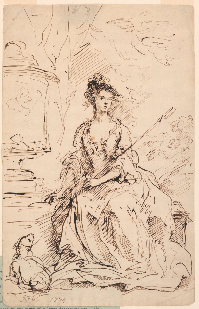 Portret van een dame (Peg Woffington?) als herderin door John Vanderbank