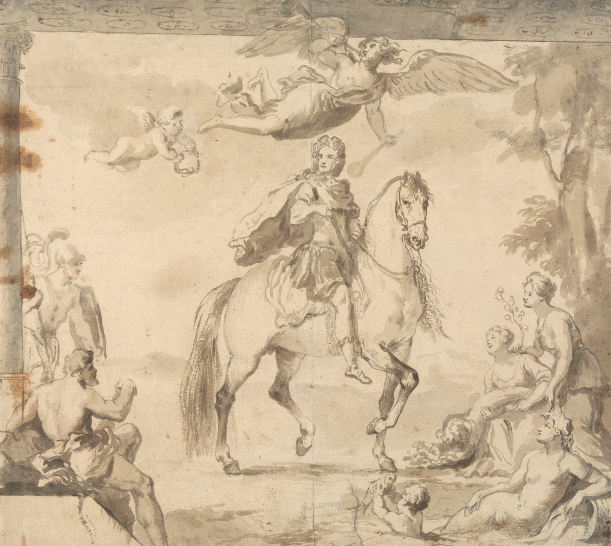 Voorbereidende Studie voor de Decoratie "Ruiterportret van George I" door John Vanderbank
