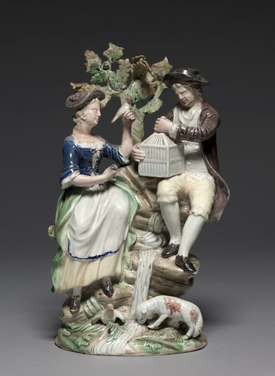 Groep met Vogelkooi, gemaakt door Staffordshire Fabriek, c.1770 door John Voyez