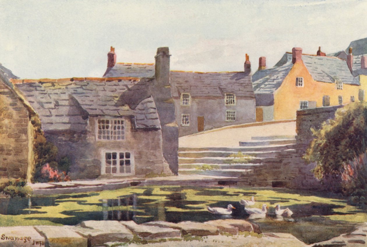 Old Mill, Swanage (kleurenlitho) door John W.G. Bond