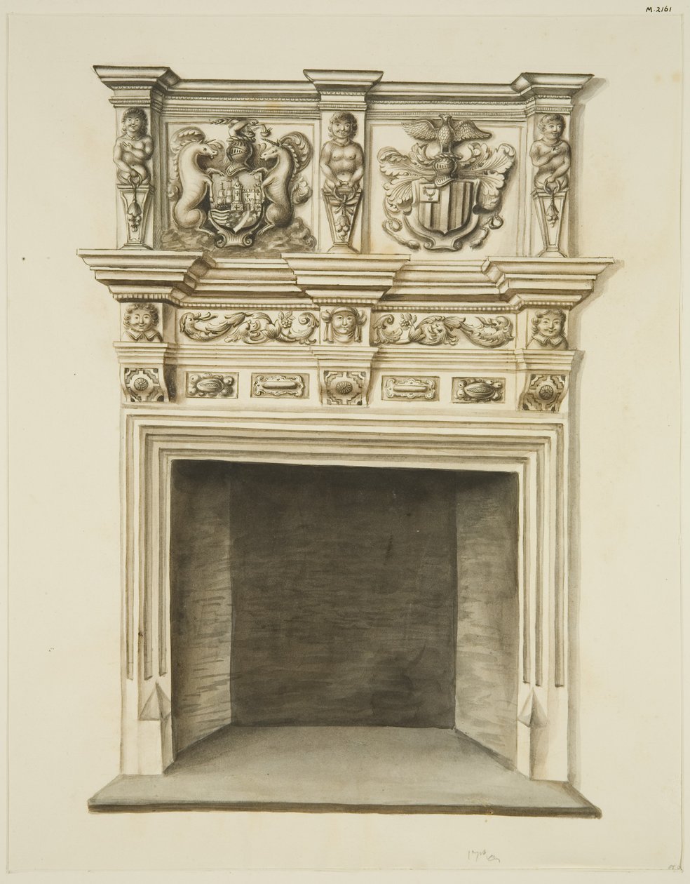 Schouw in het voormalige huis van Sir John Knight, Temple Street door John W. Brett