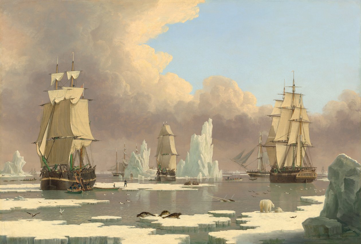 De noordelijke walvisvangst: De "Swan" en "Isabella" door John Ward of Hull