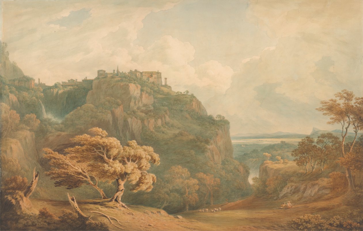 Een uitzicht op Tivoli richting Rome door John Warwick Smith