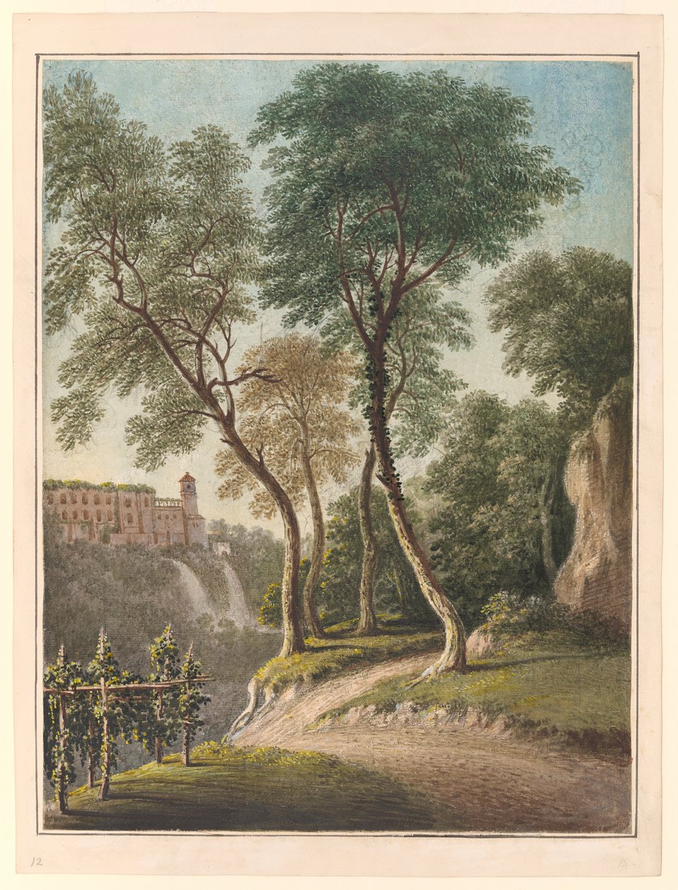 Villa van de Maecena en de Cascatelli, Tivoli, c.1781 door John Warwick Smith