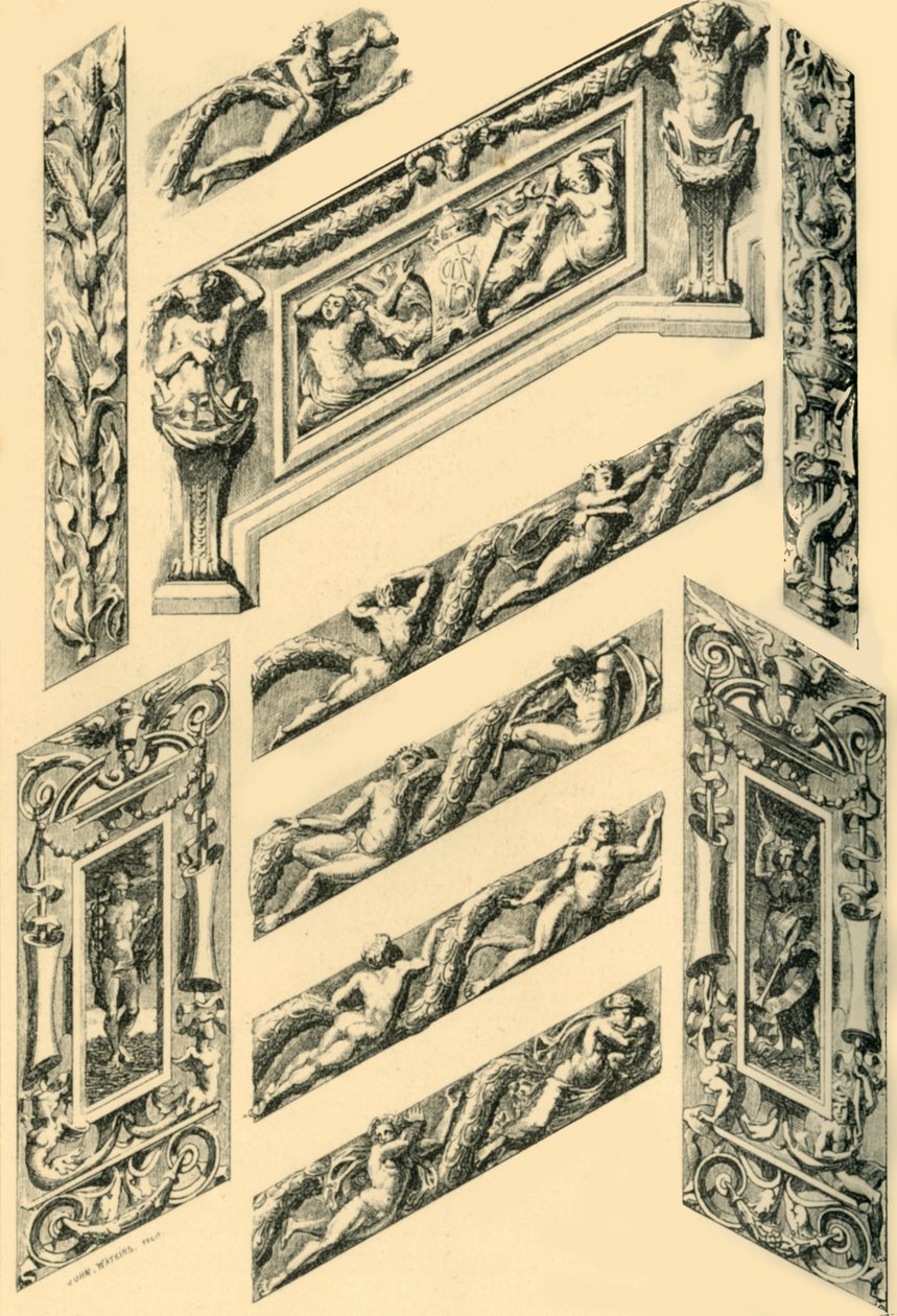 Details van trapdecoratie, ca. 1870s, 1881 door John Watkins