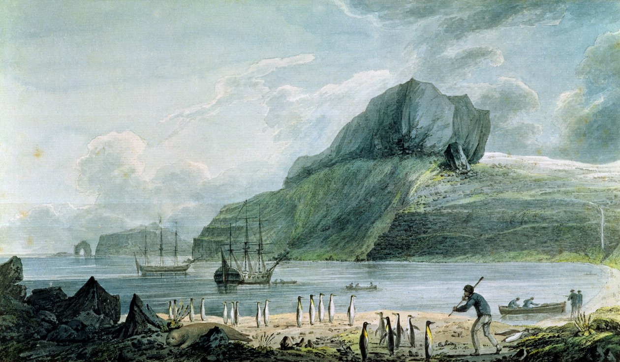 Een uitzicht op Christmas Harbour in Kerguelen