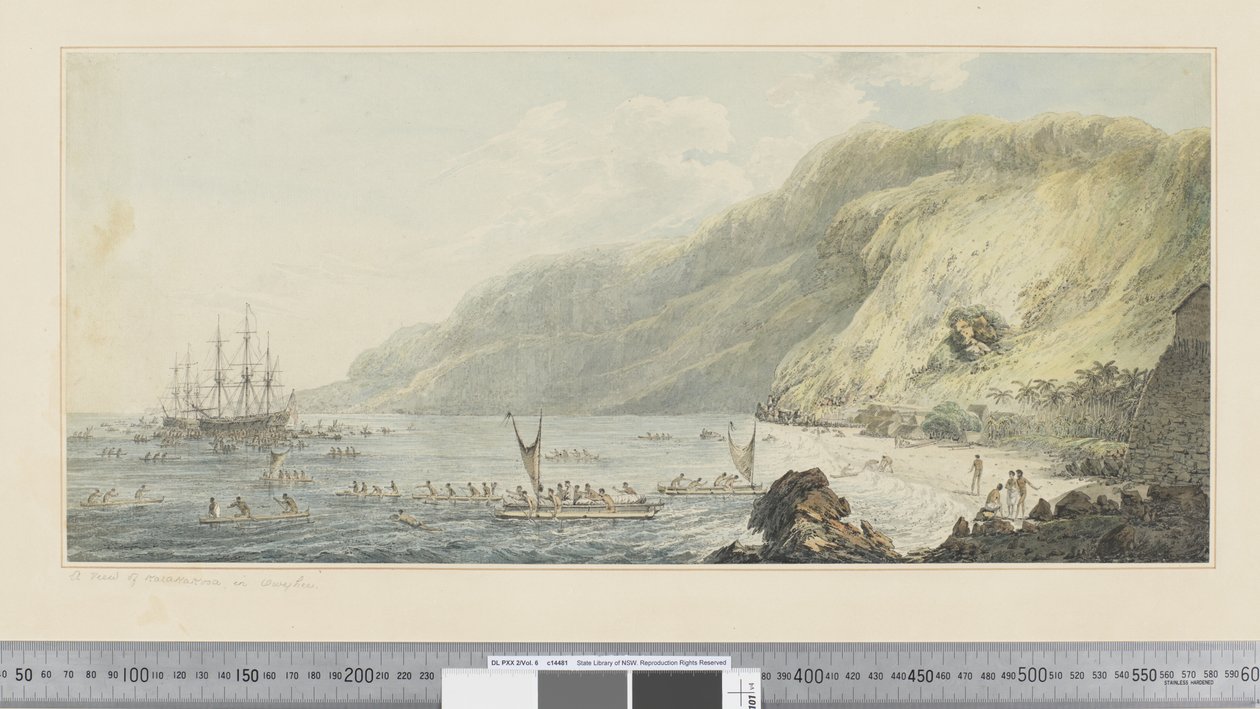 Een Uitzicht op Karakakooa, in Owyhee, c.1783-84 door John Webber