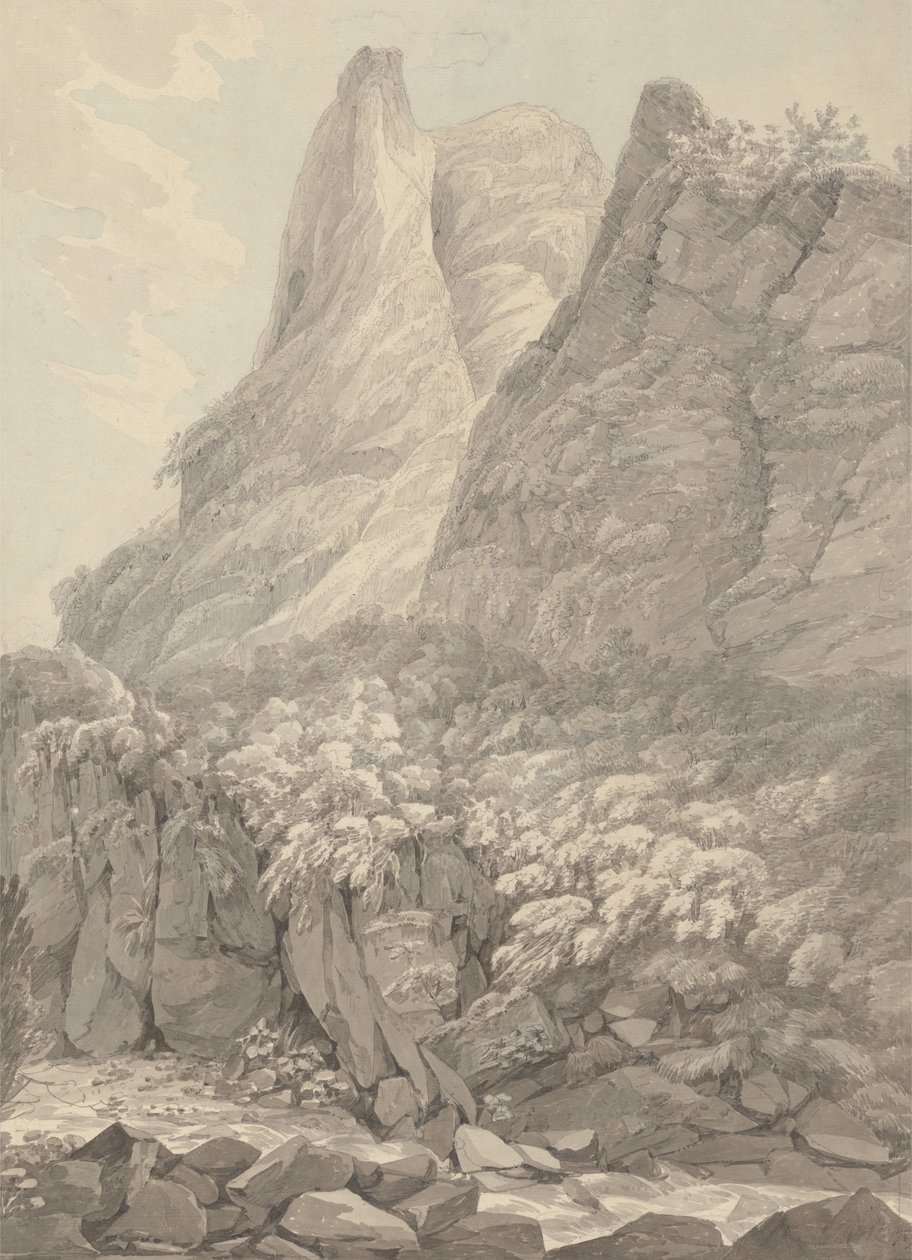 Thurshouse Tor vanaf de rivier de Manifold, Derbyshire door John Webber