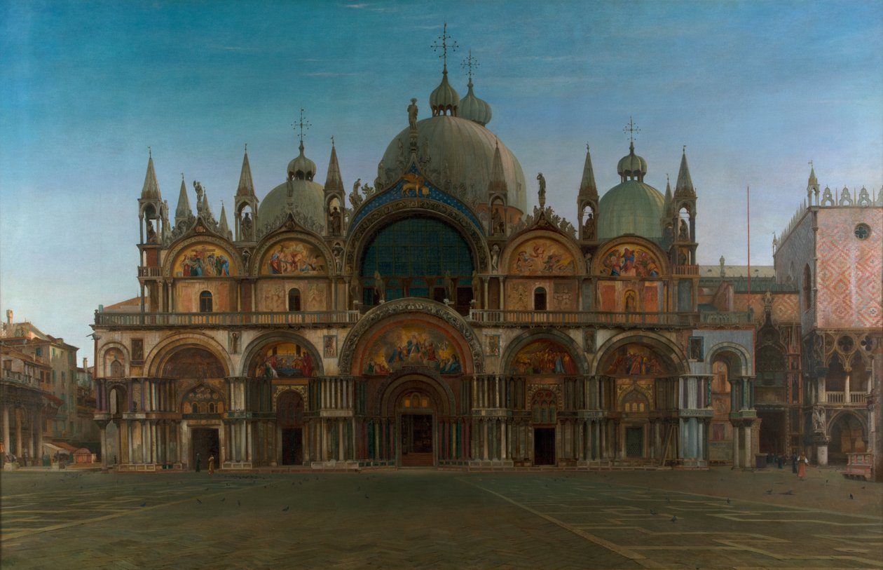 Westelijke gevel van de Basiliek van San Marco, Venetië, Italië door John Wharlton Bunney