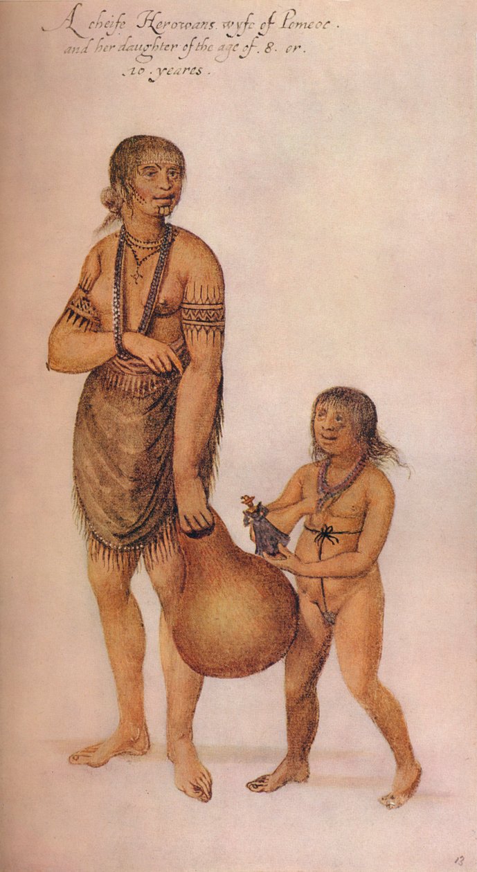 Een Cheife Herowans Vrouw, ca. 1585 door John White