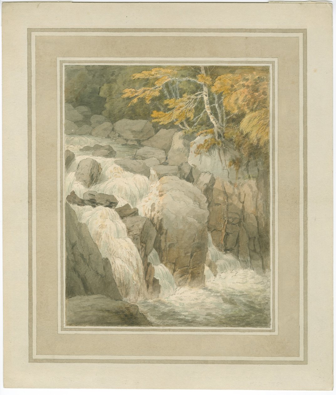 Waterval van de Braan vanaf de Hermitage bij Dunkeld door John White Abbott