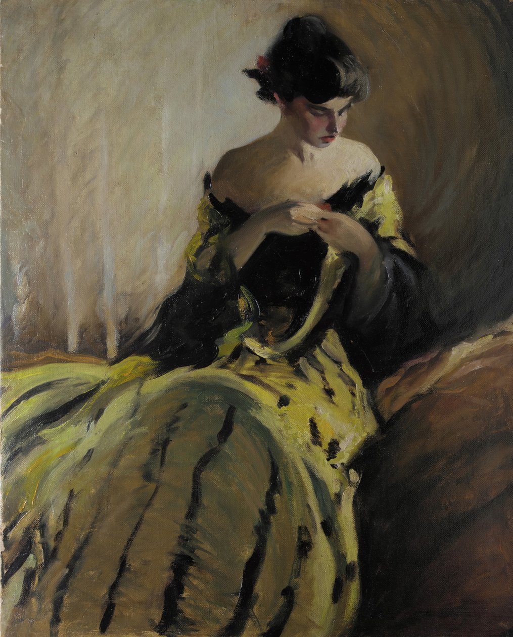 Studie in zwart en groen, ca. 1906 door John White Alexander