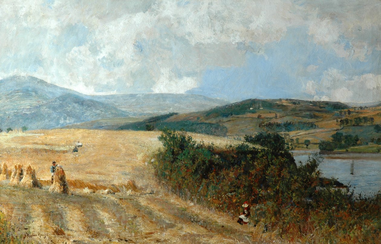 Oogsttijd aan de Conway Rivier, c.1890 door John William Buxton Knight