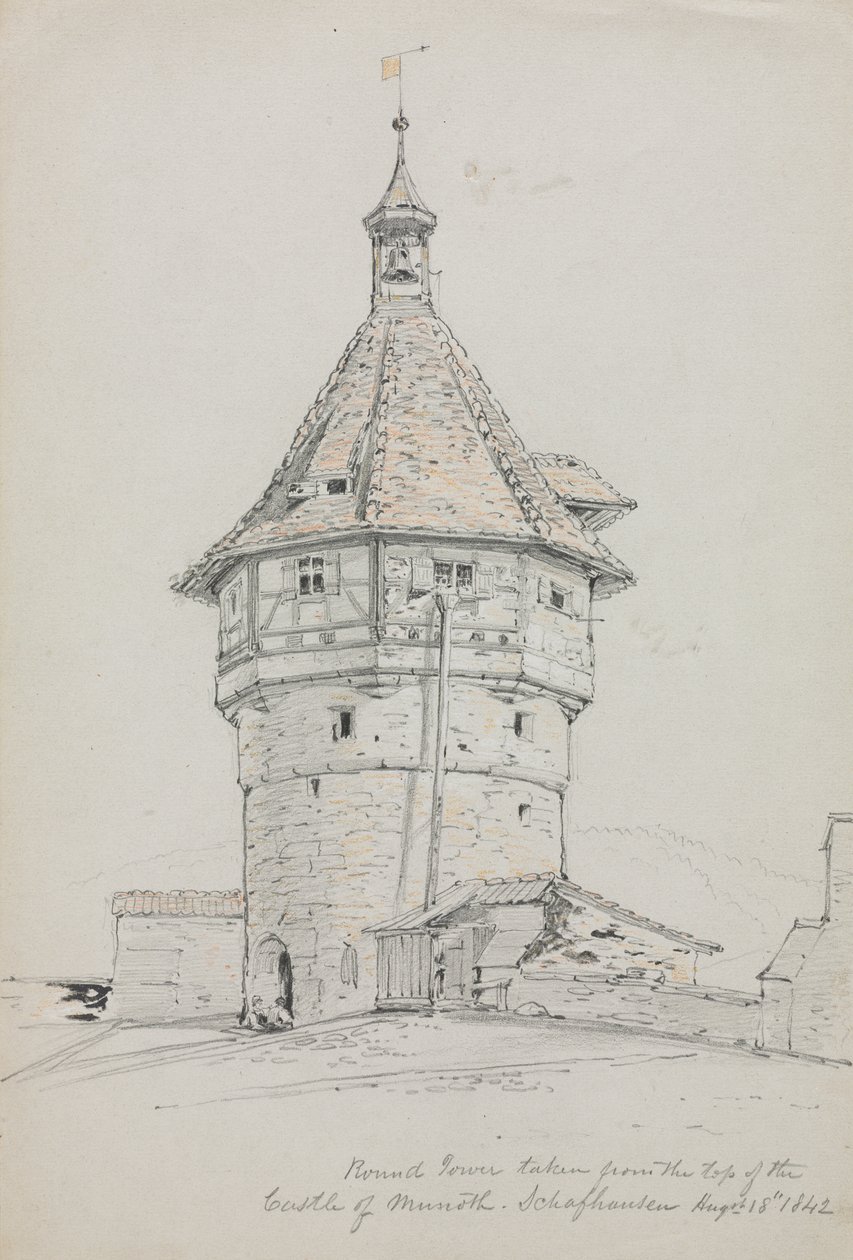 Ronde toren, kasteel van Munoth, Schaffhausen, Zwitserland door John William Casilear