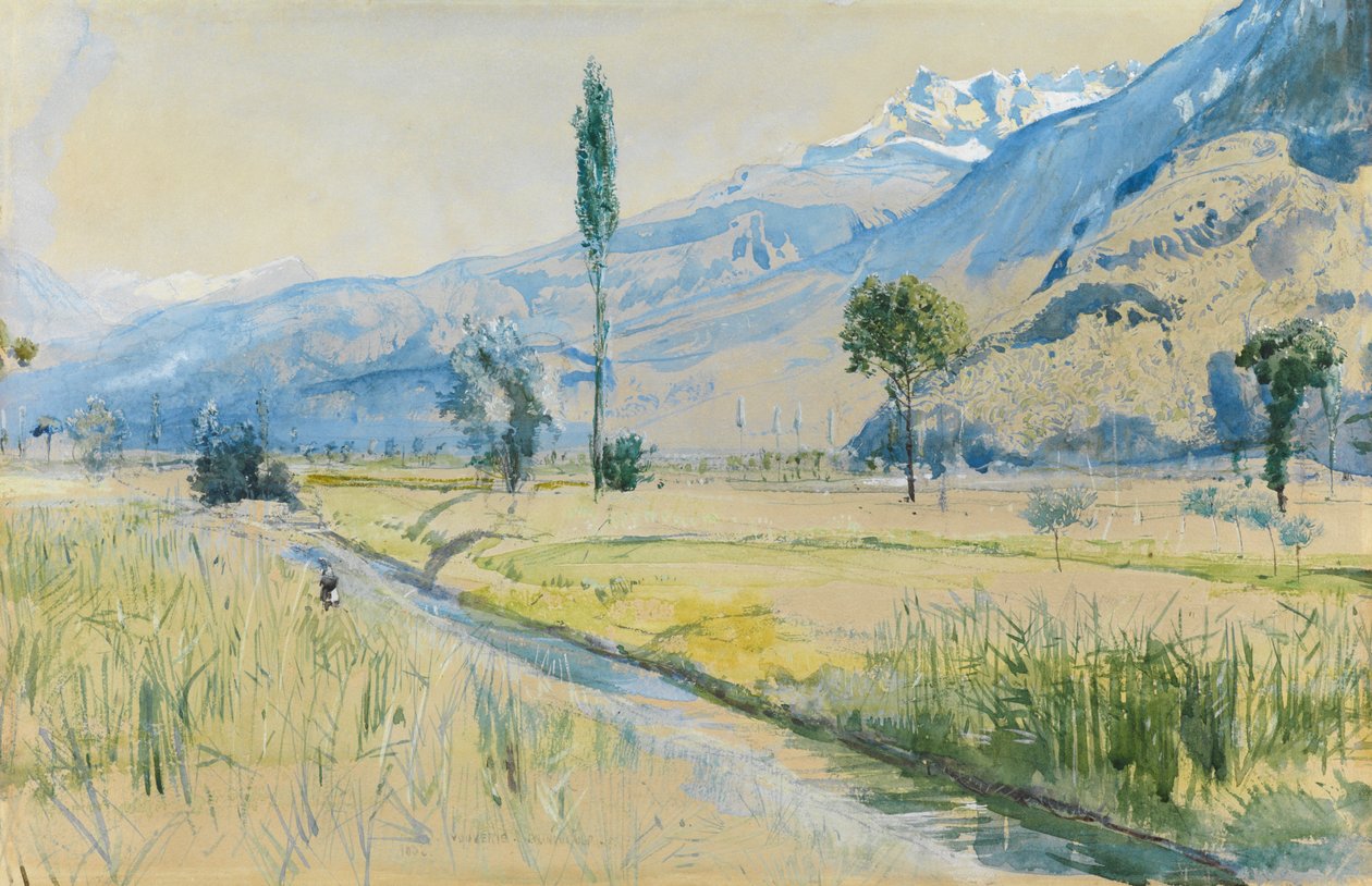 Vouvri, Zwitserland (aquarel en potlood) door John William Inchbold