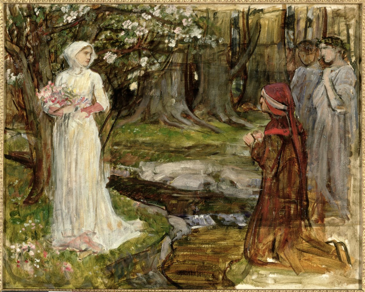 Dante en Beatrice, ca. 1916-17 door John William Waterhouse
