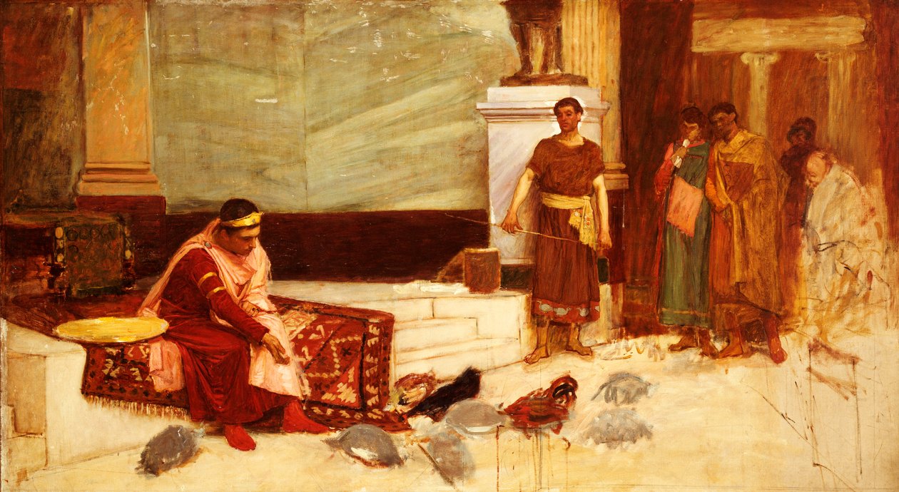 De Favorieten van Keizer Honorius door John William Waterhouse