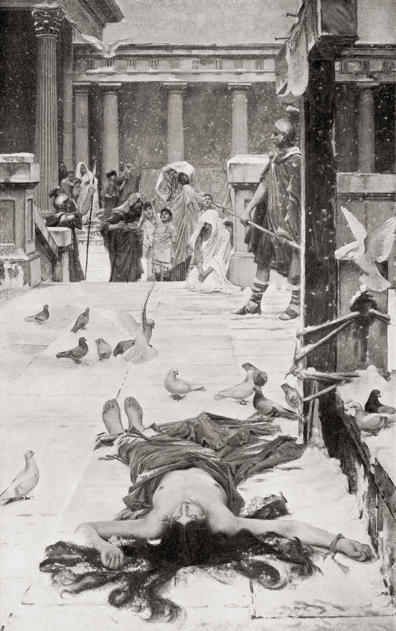 Het martelaarschap van Sint Eulalia, naar het schilderij van John William Waterhouse, uit Hutchinson