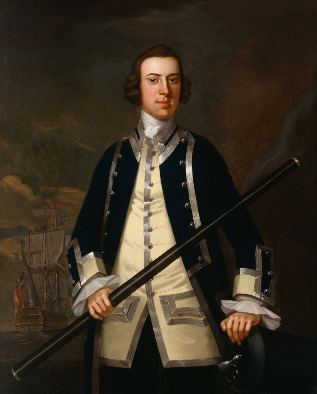Portret van een Marineofficier, traditioneel bekend als Augustus Keppel (1725-86) c.1749 door John Wollaston