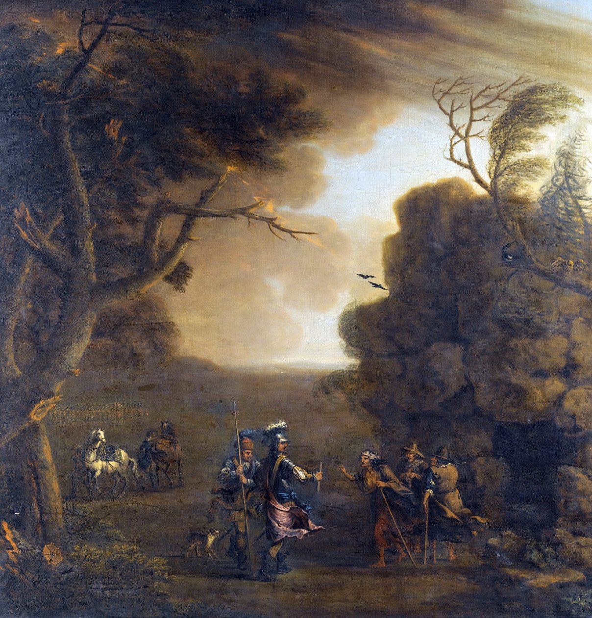Macbeth en Banquo ontmoeten de drie heksen door John Wootton