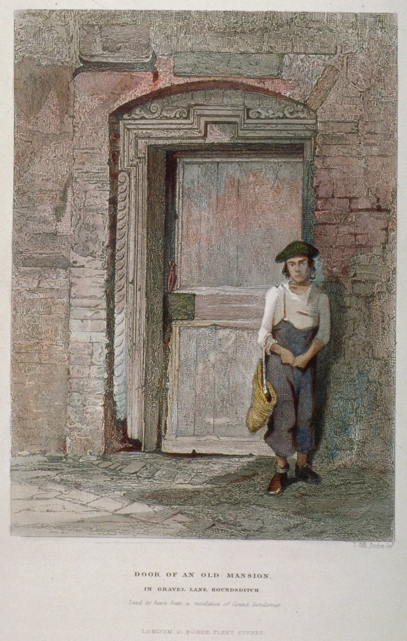 Deur van een oud herenhuis in Gravel Lane, City of London door John Wykeham Archer