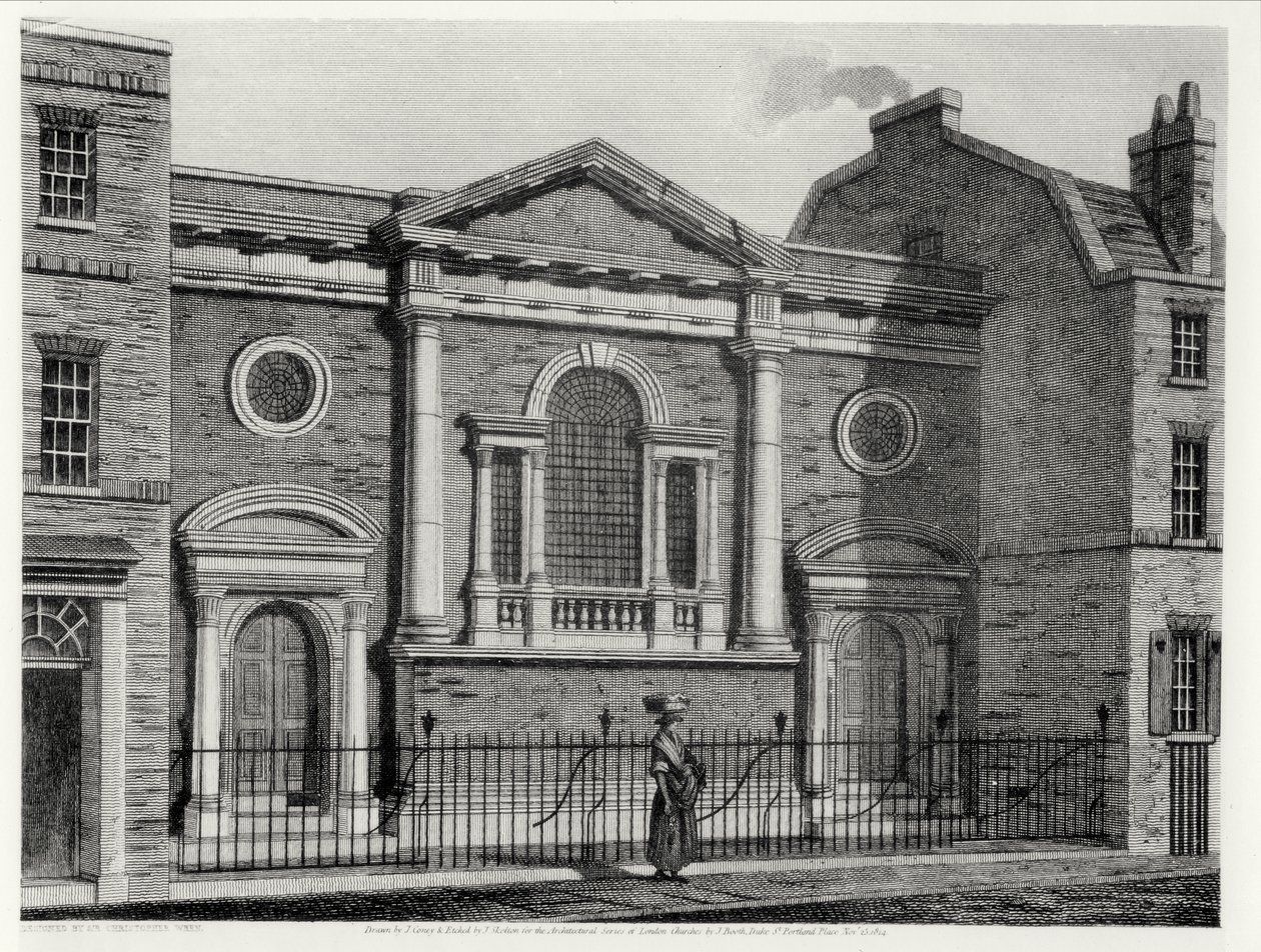Kerk van St. Alphage, geëtst door J. Skelton voor de Architecturale Serie van Londense Kerken, uitgegeven door J. Booth, 1814 door John after Coney