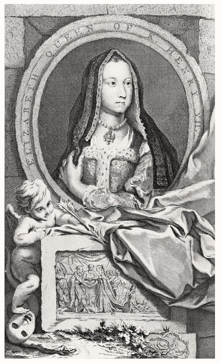 Portret van Elizabeth van York (1465-1503) 1747 door John and Paul after Knapton