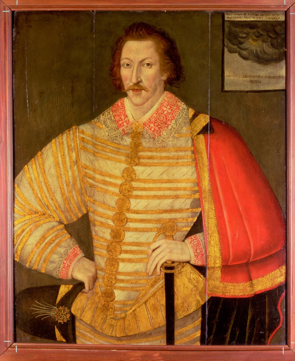 Portret van een heer, vermoedelijk de Engelse navigator Thomas Cavendish door John the Younger Bettes