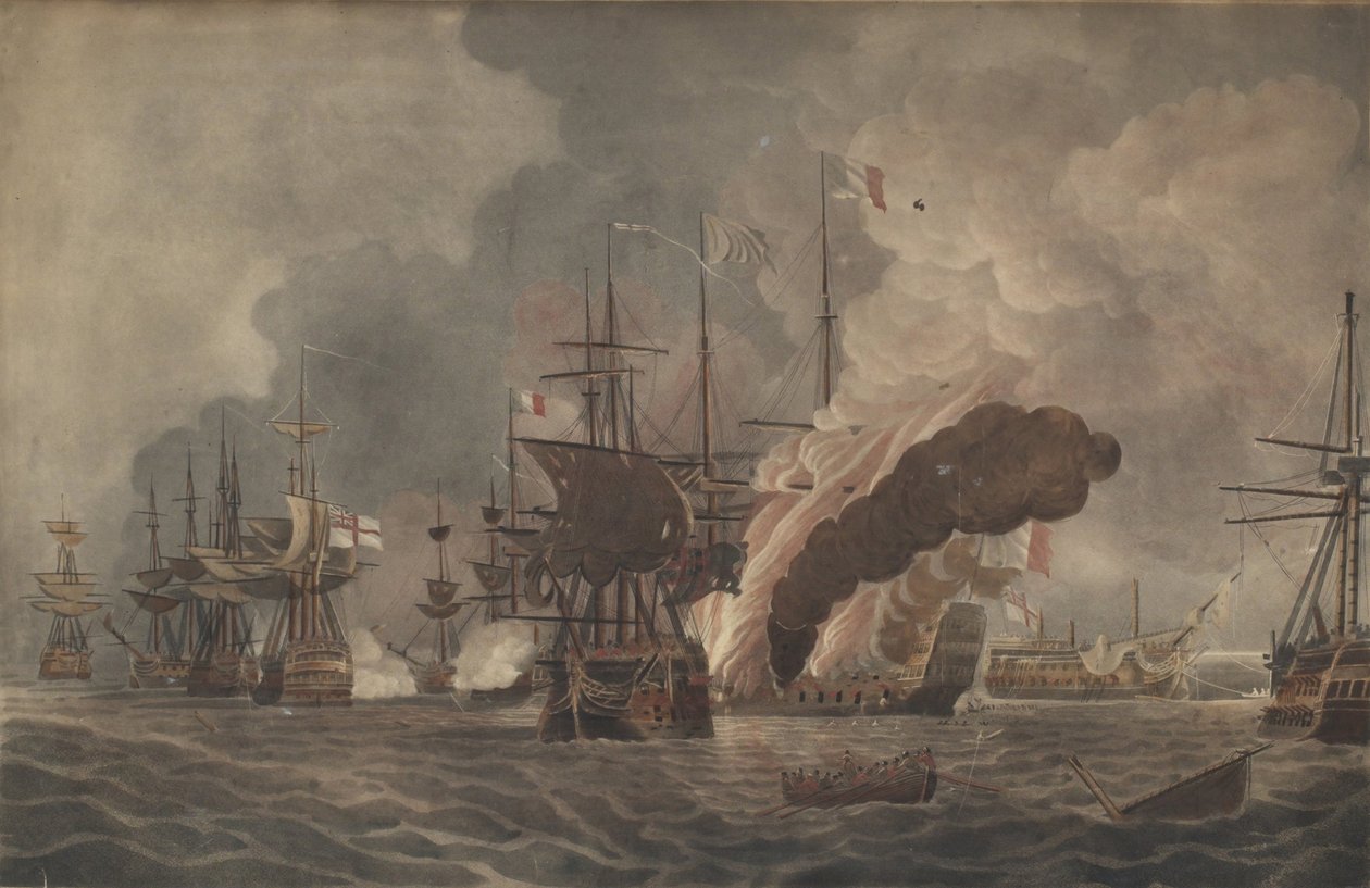 De slag bij de Nijl, ca. 1800 door John william Edy