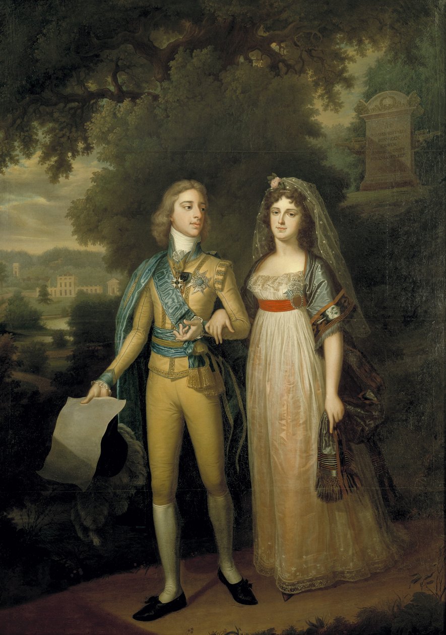 Zweeds: Gustav IV Adolf, 1778-1837, koning van Zweden en Fredrika Dorotea Vilhelmina, 1781-1826, prinses van Baden, koningin van Zweden Portret van Gustav IV Adolf (1778-1837) en Frederica van Baden (1781-1826) door Jonas Forsslund