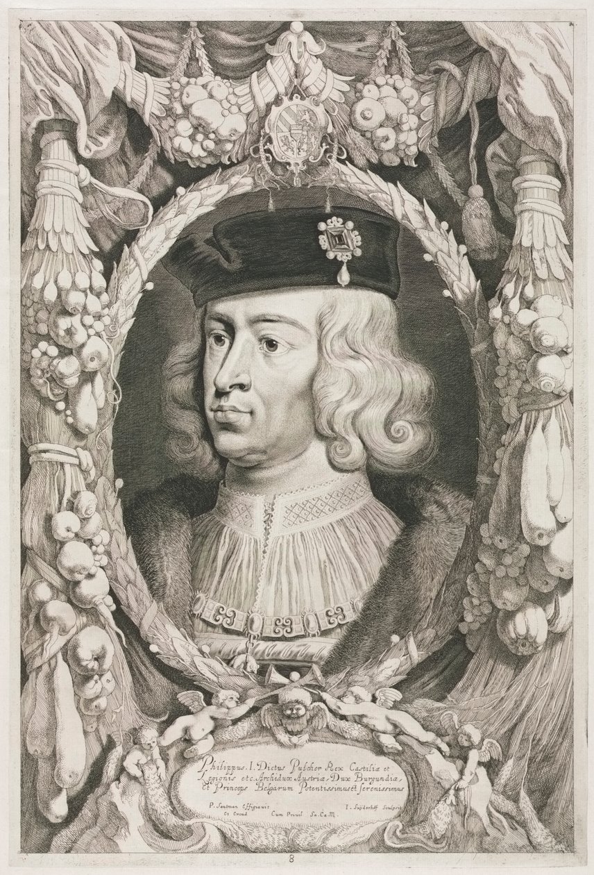 De hertogen van Bourgondië: Nr. 8. Portret van Filips I (de Schone) van Castilië door Jonas Suyderhoef