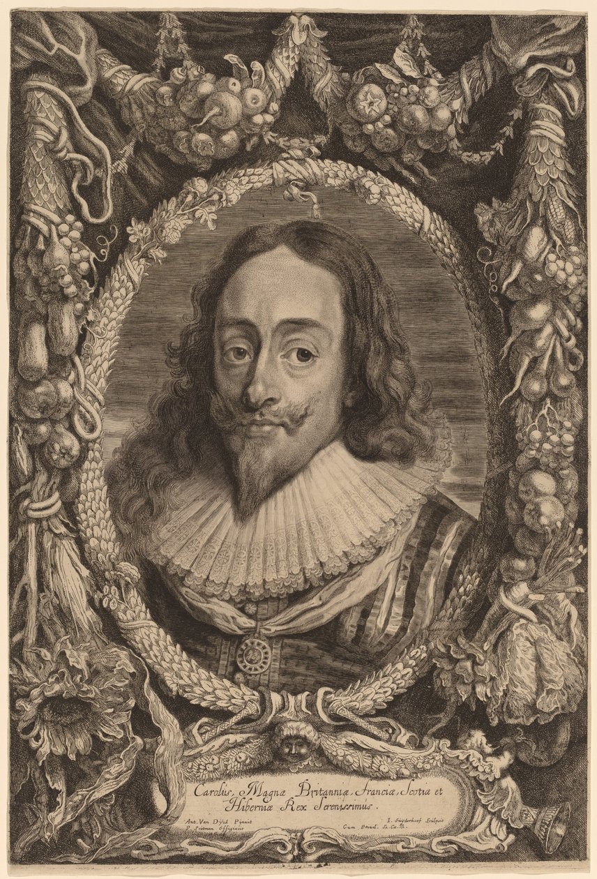 Karel I, Koning van Engeland door Jonas Suyderhoff after Sir Anthony van Dyck