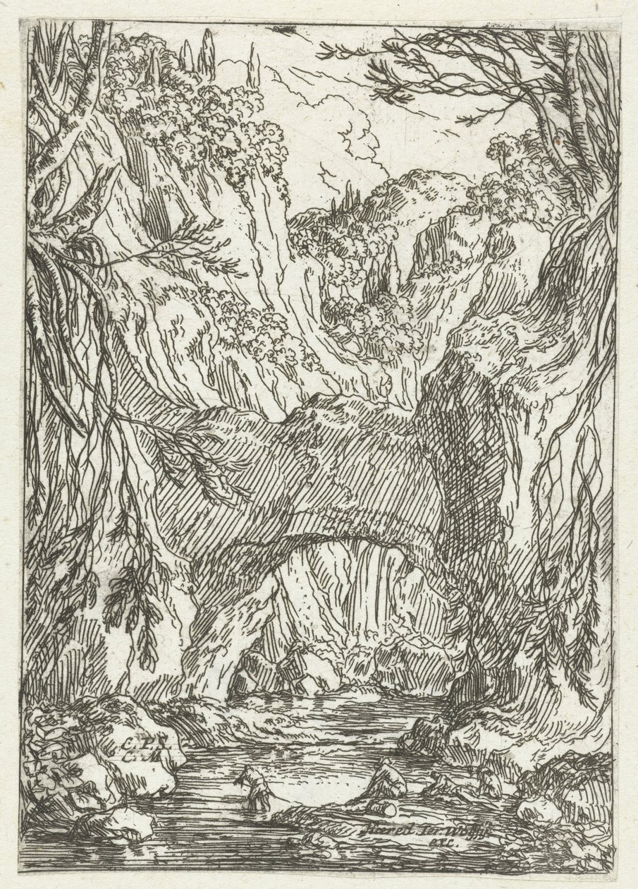 Landschap met rotsbrug door Jonas Umbach