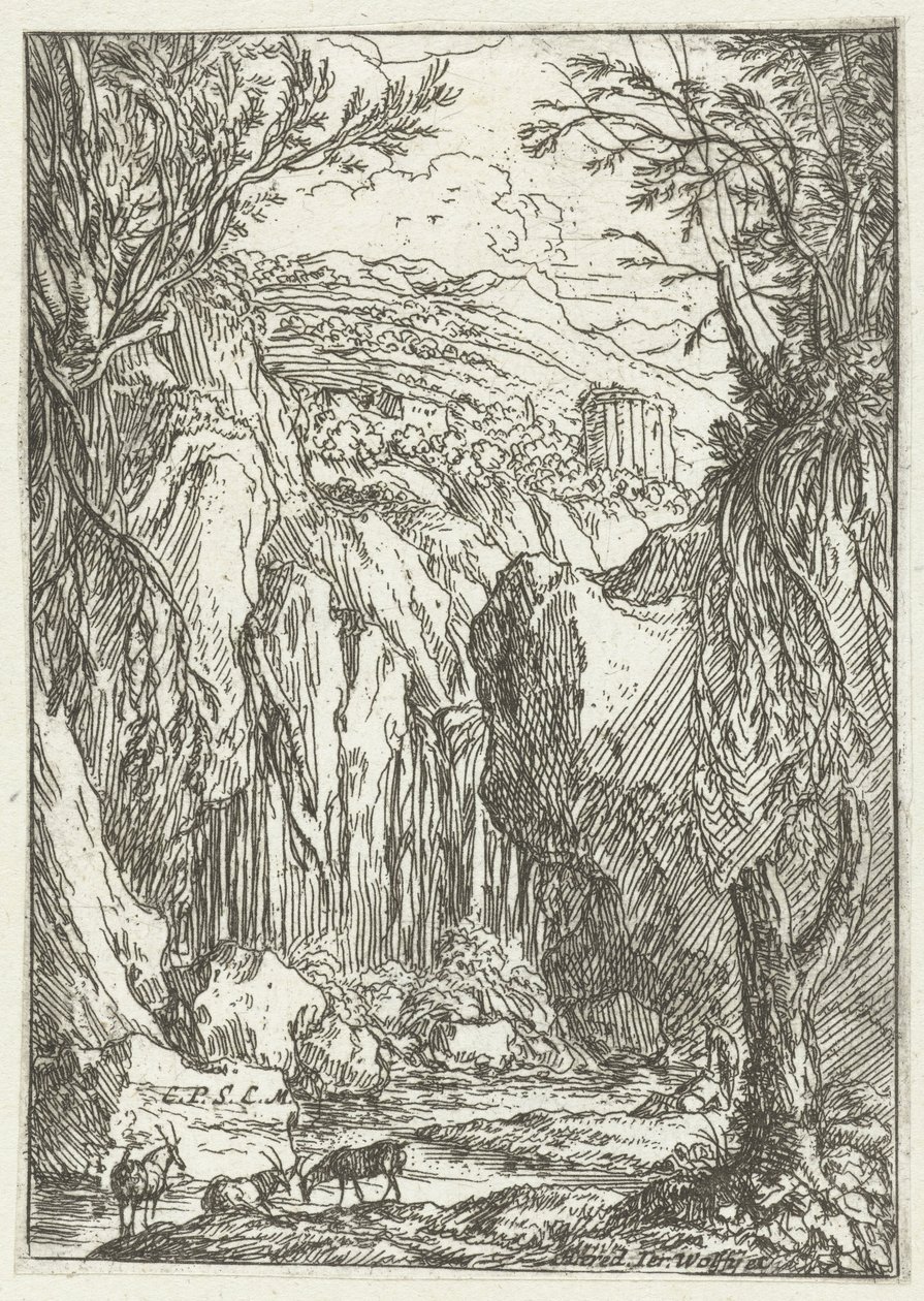 Rotslandschap met antieke tempel door Jonas Umbach