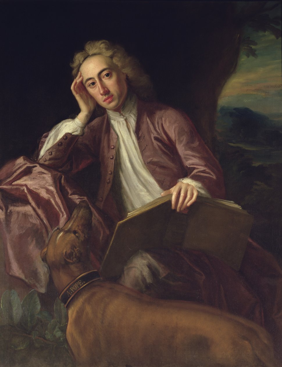 Alexander Pope en zijn hond, Bounce, c.1718 door Jonathan Richardson