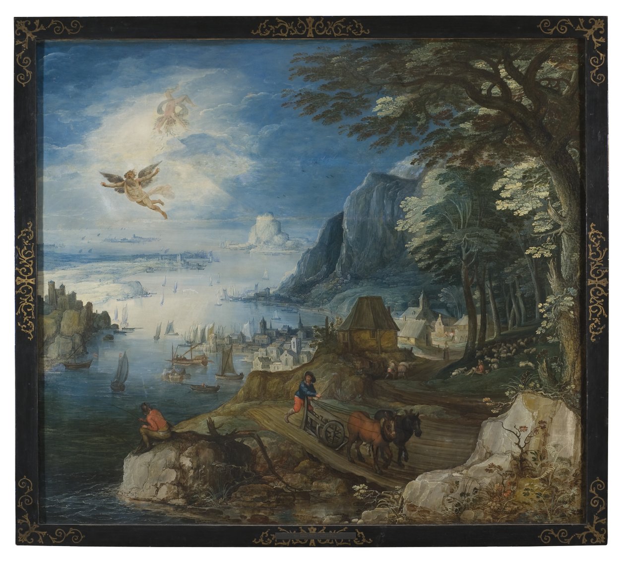 Landschap met de val van Icarus door Joos or Josse de Momper