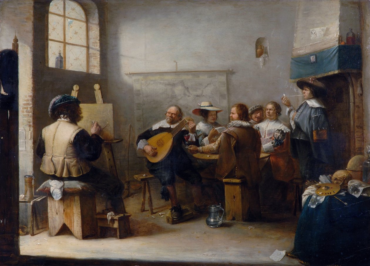 Het atelier van de schilder door Joos van Craesbeeck